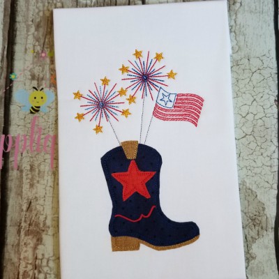 fourth july boot with sparklers applique